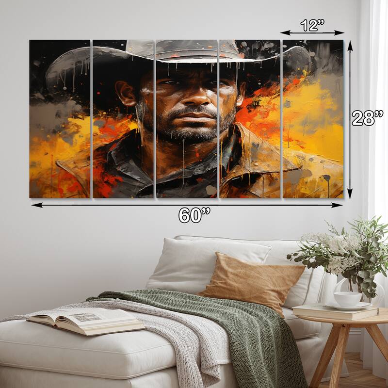 Designart "Western Cowboy Pointillism Portrait II" Western Metal Wall